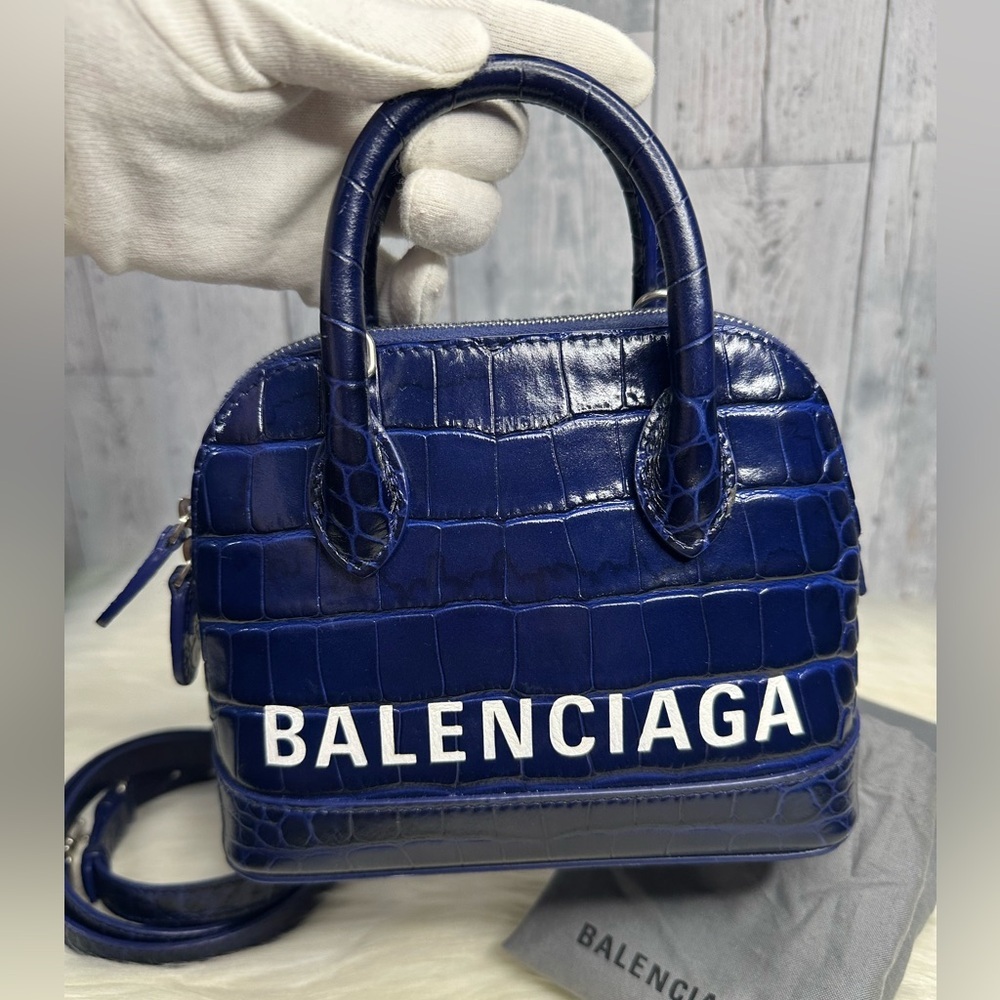BALENCIAGA ville xxs crocodile -embossed leather in navy - Picture 3 of 15